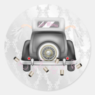 Gay Silver Damask Wedding Sticker mit Hochzeitswag