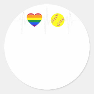 Gay Softball Shirt Softball Player Gay Pride LGBTQ Runder Aufkleber