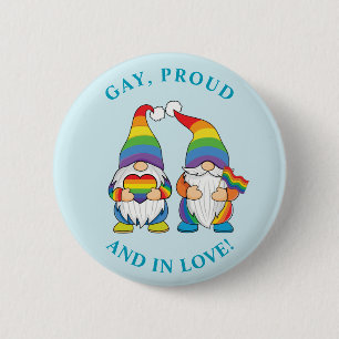 Gay, Stolz und Verliebt - Zwei Regenbogen-Elfen Button