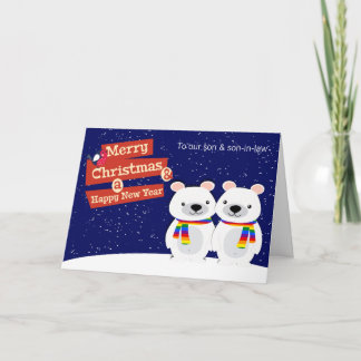 Gay Themed Christmas Polar Bears Personalisiert Feiertagskarte