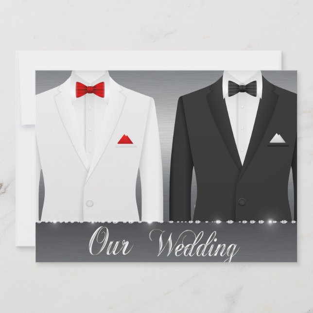 Gay Tuxedo Wedding Einladung (Vorderseite)