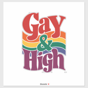 Gay und High Retro LGBTQ-Stolzflagge Aufkleber