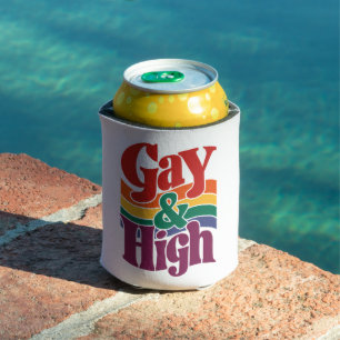 Gay und High Retro LGBTQ Stolzflagge Dosenkühler
