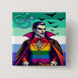 Gay Vampire in Regenbogenfarben Button
