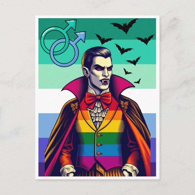 Gay Vampire in Regenbogenfarben Postkarte (Vorderseite)