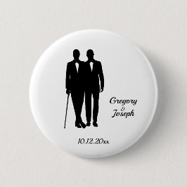 Gay Wedding Black and White Button