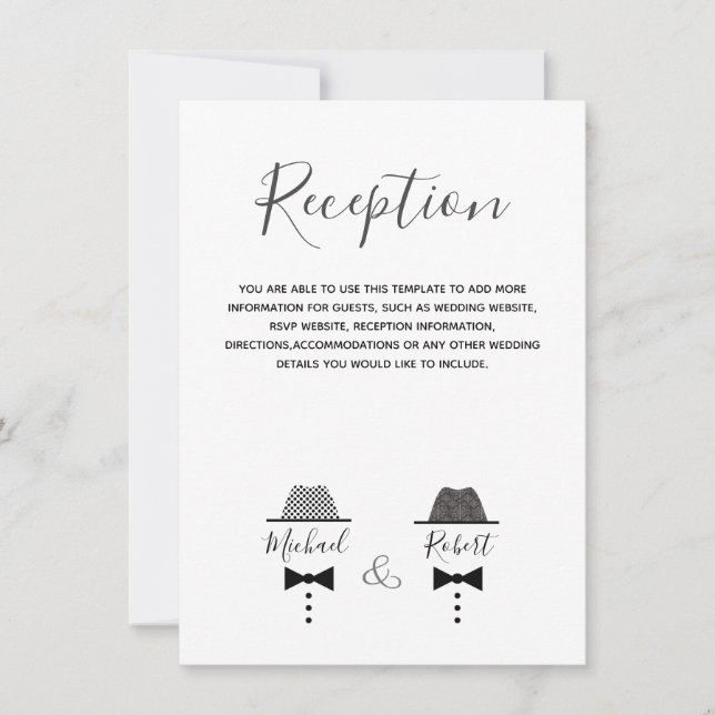 Gay Wedding Black and White Information Card (Vorderseite)