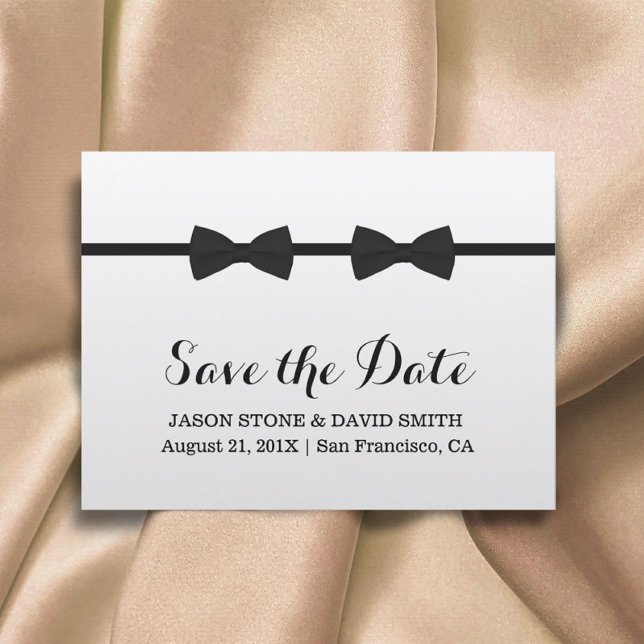Gay Wedding Bow Krawatte Save the Date Minimalisti Ankündigungspostkarte (Von Creator hochgeladen)
