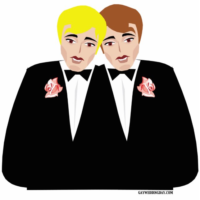 Gay Wedding Cake Topper Freistehende Fotoskulptur (Vorne)