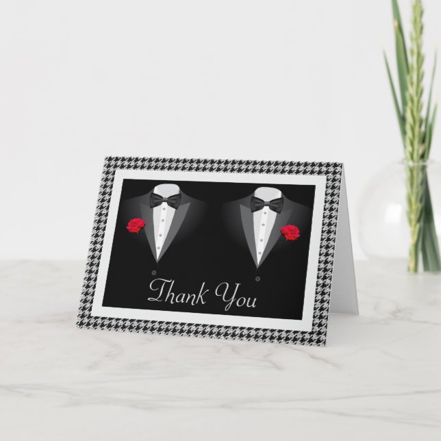 Gay Wedding danke You Card mit zwei Tuxedos (Vorderseite)