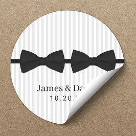 Gay Wedding Double Bow Krawatte Classy Stripes Sie Runder Aufkleber