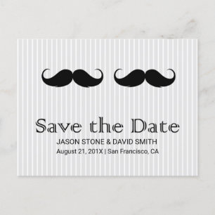 Gay Wedding Double Mustache Save the Date Ankündigungspostkarte