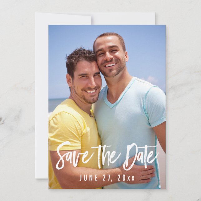 Gay Wedding Foto speichert die Datumskarten Save The Date (Vorderseite)