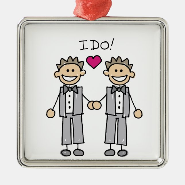 Gay Wedding Groom Ornament Aus Metall (Vorne)
