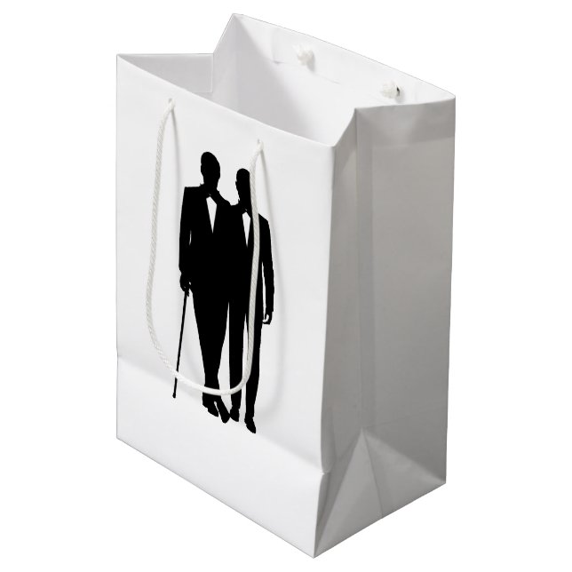Gay Wedding Grooms Mittlere Geschenktüte (Vorderseite Schrägansicht)
