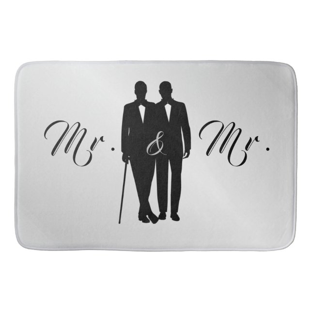 Gay Wedding Grooms Silver Bath Mat Badematte (Vorderseite)