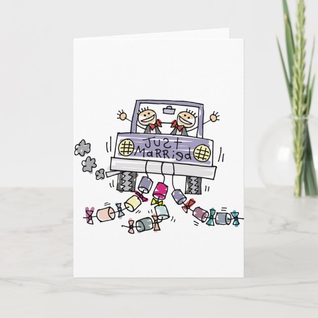 Gay Wedding Just Married Card Ankündigung (Vorderseite)