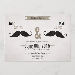 Gay Wedding Mustache Einladung