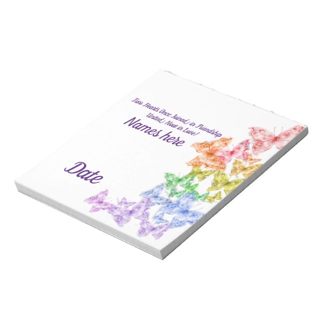 Gay Wedding Rainbow Butterfells Candy Bar Wrappers Notizblock (Rotiert)