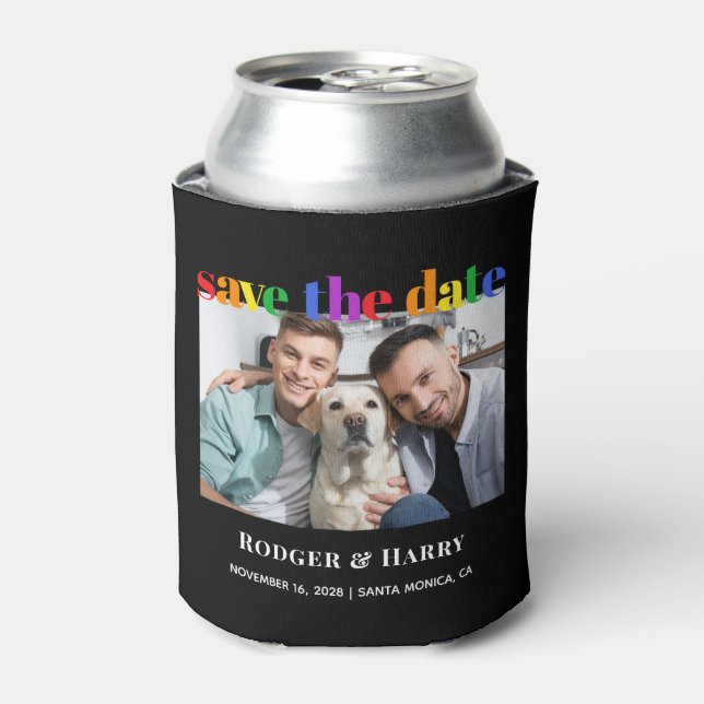 Gay Wedding Rainbow Save the Date Foto Cooler Dosenkühler (Kanne Vorderseite)