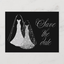 Gay Wedding Save the Date in Black and Imitats Sil Ankündigungspostkarte