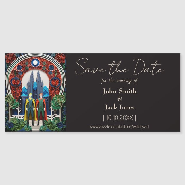 Gay Wedding Save the Date Magnet (Vorderseite)