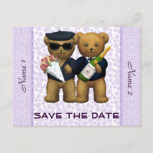 Gay Wedding - Save the Date - Teddy Bears lilac