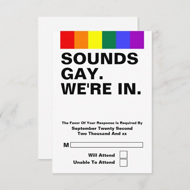 Gay Wedding Sounds Gay Wir sind in UAWG RSVP Karte (Vorne/Hinten)