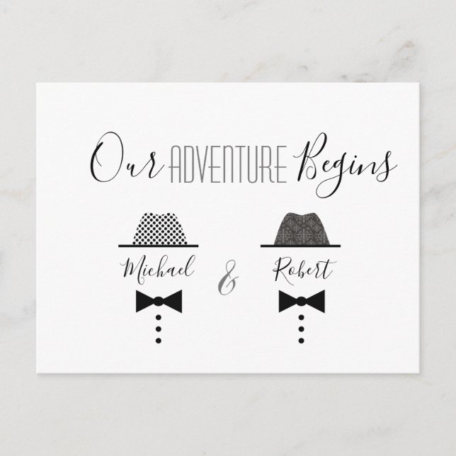 Gay Wedding speichert das Datum Ankündigungspostkarte (Vorderseite)