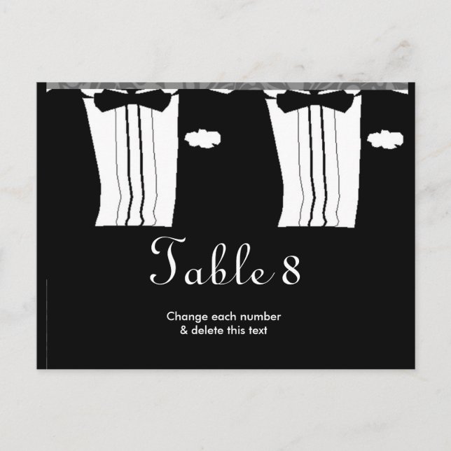 Gay Wedding Table Cards Nummern Postkarte (Vorderseite)