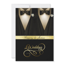 Gay Wedding Tuxedos White Roses Gold Foil