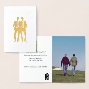 Gay Wedding Two Grooms in Krawatte Folienkarte