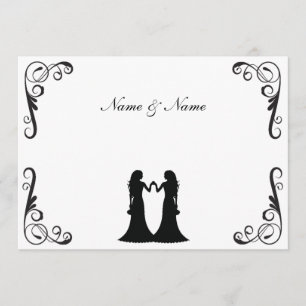 Gay Wedding - Zwei Brides Black and White Einladung