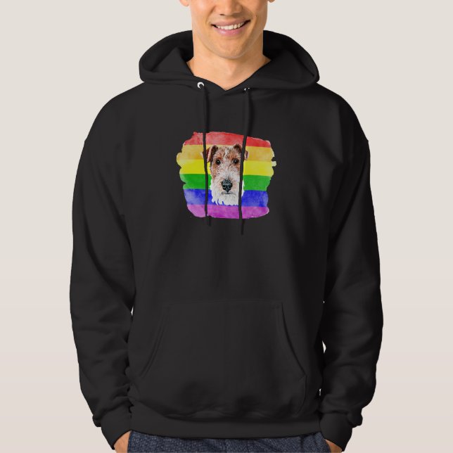 Gay Wire Fox Terrier Lgbtq Pride Stuff Teens Rainb Hoodie (Vorderseite)