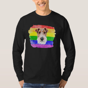 Gay Wire Fox Terrier Lgbtq Pride Stuff Teens Rainb T-Shirt