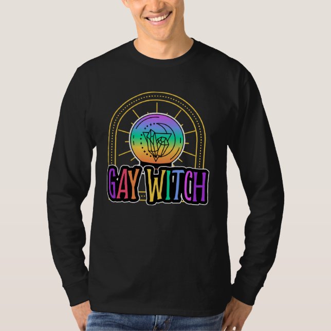 Gay Witch Crystals Wicca Witchcraft Satanic Mystic T-Shirt (Vorderseite)