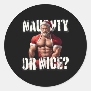Gay Xmas Muscle Daddy Bear Nice Santa Pride Lgbtq Runder Aufkleber