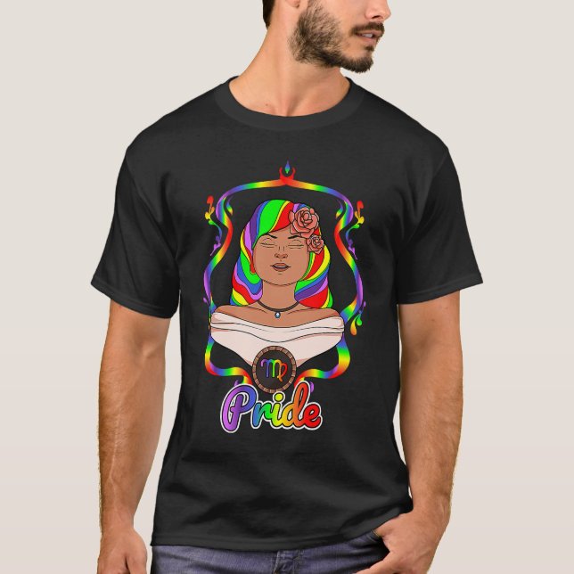 Gay Zodiac LGBTQ Zodiac Sign Virgo Rainbow Pride T-Shirt (Vorderseite)