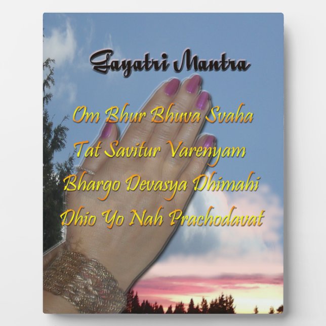Gayatri Mantra Gebet Om Bhur Bhuvah, Plaque Fotoplatte (Vorderseite)