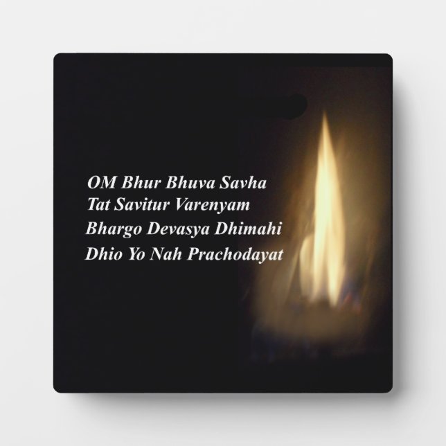 Gayatri Mantra Gebet Om / Om Bhur Bhuvah, Plaque Fotoplatte (Vorderseite)