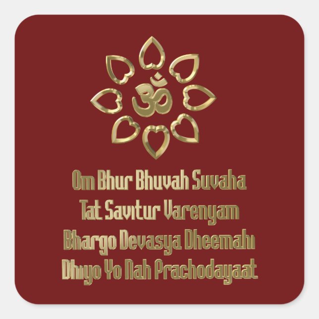 Gayatri Mantra Quadratischer Aufkleber (Vorderseite)