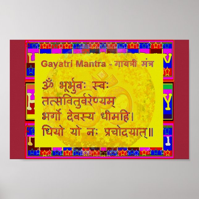 Gayatri Mantra Script Sanskrit Spiritueller Chor Poster (Vorne)