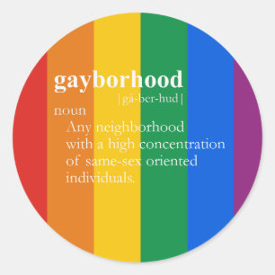 GAYBORHOOD T - SHIRT / Gay Slang T - Shirt Runder Aufkleber
