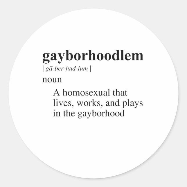 GAYBORHOODLEM RUNDER AUFKLEBER (Vorderseite)
