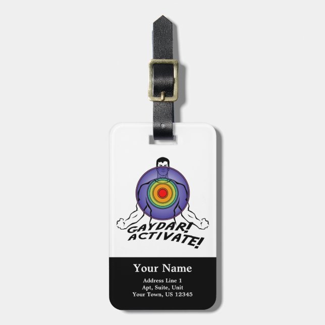 Gaydar! Aktivieren Sie! Regenbogen-Homosexuelles Gepäckanhänger (Vorderseite vertikal)