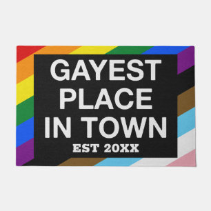 Gayest Place in Town Gay Pride LGBT Rainbow Custom Fußmatte