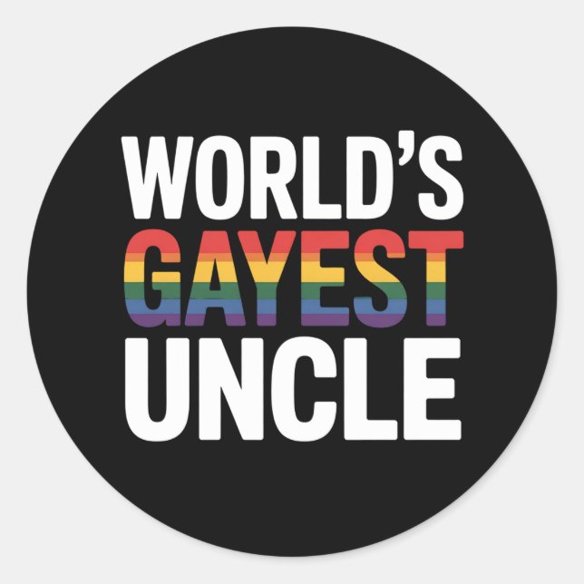 Gayest Uncle LGBTQ Gay Pride der Welt Ally Rainbow Runder Aufkleber (Vorderseite)