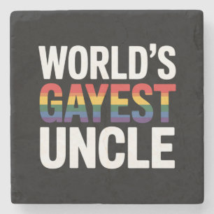 Gayest Uncle LGBTQ Gay Pride der Welt Ally Rainbow Steinuntersetzer