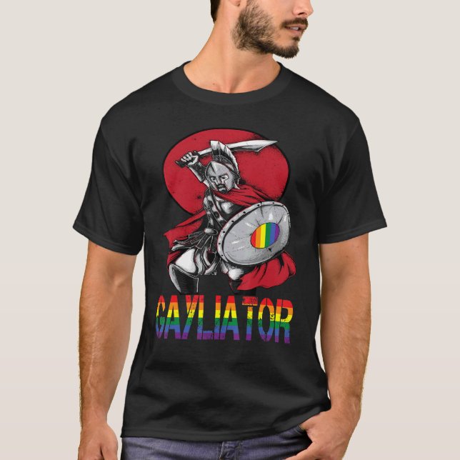 Gayliator, proud gay sword fighter from ancient ti T-Shirt (Vorderseite)