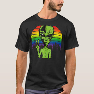 Gaylien Alien Lgbt Gay Pride Rainbow Flag Ufo T-Shirt
